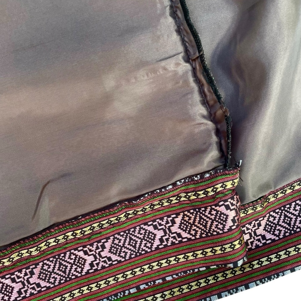 Petite Boho Chic Shiny Embroidered A-Line Skirt Silver Pink Ethnic Size XS - Picture 11 of 15